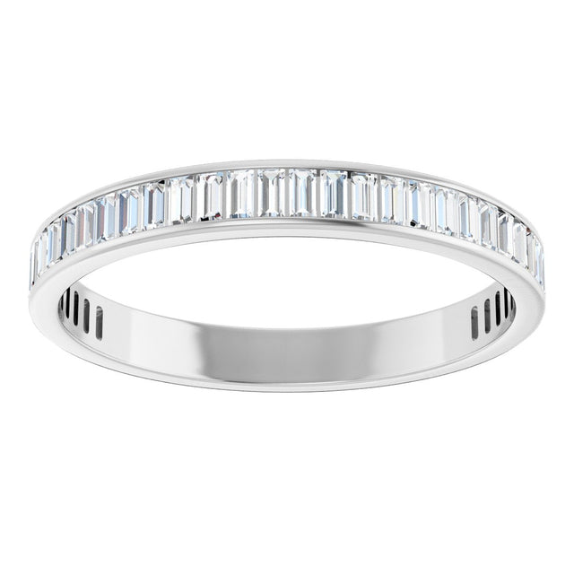 14K Gold Straight Baguette Natural Diamond Channel-Set Anniversary Band – 3x1.5 mm Stones (1 3/8–1 1/2 CTW) - White Gold - view 3