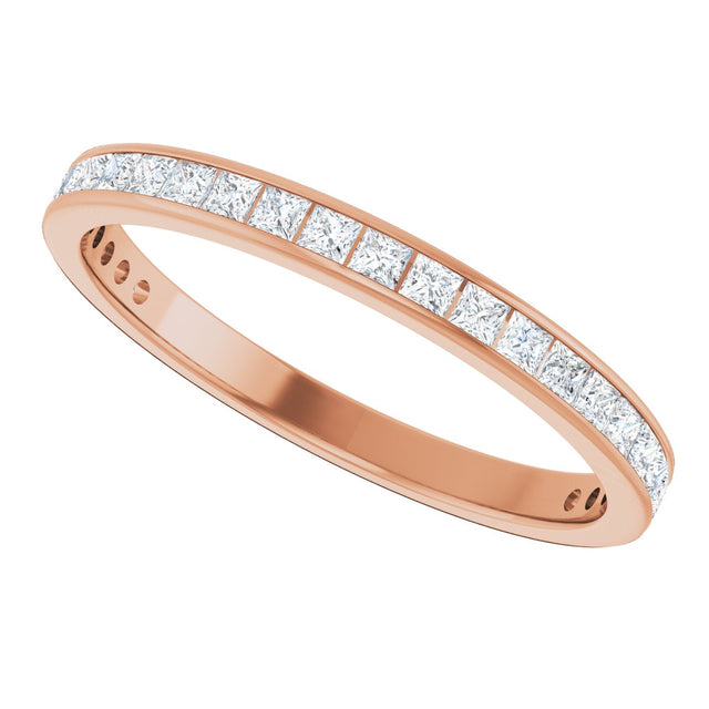 14K Gold Square Lab-Grown Diamond Channel-Set Anniversary Band – 2.25x2.25 mm Stones (2 CTW) - Rose Gold - view 5