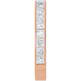 14K Gold Square Natural Diamond Channel-Set Anniversary Band – 3x3 mm Stones - Rose Gold - view 4