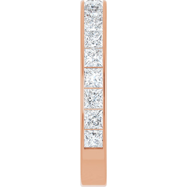 14K Gold Square Natural Diamond Channel-Set Anniversary Band – 3x3 mm Stones - Rose Gold - view 4