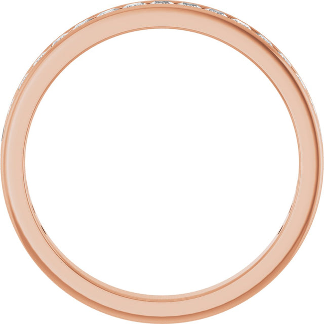 14K Gold Square Lab-Grown Diamond Channel-Set Anniversary Band – 2x2 mm Stones - Rose Gold - view 2