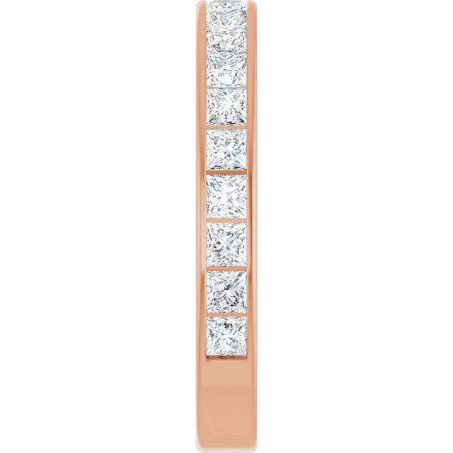 14K Gold Square Natural Diamond Channel-Set Anniversary Band – 2.5x2.5 mm Stones - Rose Gold - view 4