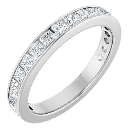 14K Gold Square Lab-Grown Diamond Channel-Set Anniversary Band – 2.5x2.5 mm Stones - White Gold