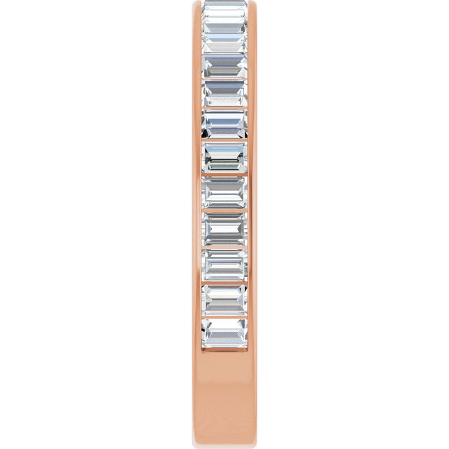14K Gold Straight Baguette Lab-Grown Diamond Channel-Set Anniversary Band – 3x2 mm Stones - Rose Gold - view 4