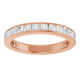 14K Gold Square Natural Diamond Channel-Set Anniversary Band – 2.5x2.5 mm Stones - Rose Gold - view 3