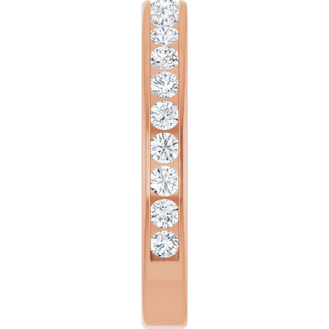 14K Gold Round Natural Diamond Channel-Set Anniversary Band – 2 mm Stones - Rose Gold - view 4