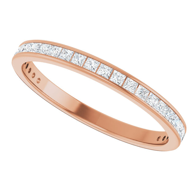 14K Gold Square Lab-Grown Diamond Channel-Set Anniversary Band – 2x2 mm Stones - Rose Gold - view 5