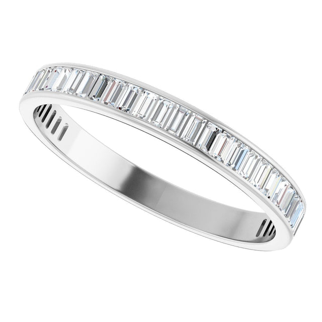 14K Gold Straight Baguette Lab-Grown Diamond Channel-Set Anniversary Band – 3x1.5 mm Stones (1 3/8–1 1/2 CTW) - White Gold - view 5