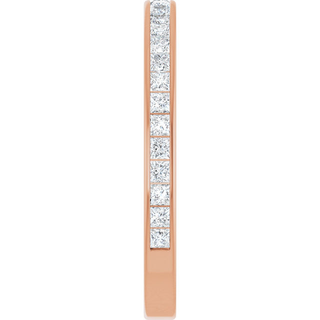 14K Gold Square Lab-Grown Diamond Channel-Set Anniversary Band – 2x2 mm Stones - Rose Gold - view 4