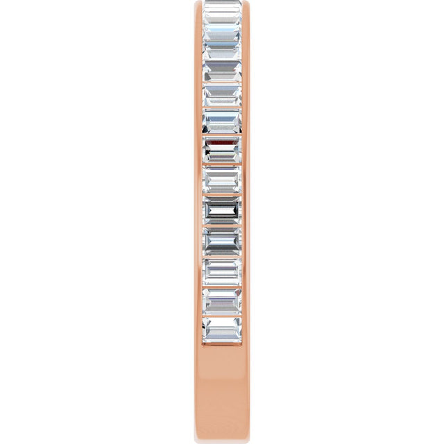 14K Gold Straight Baguette Natural Diamond Channel-Set Anniversary Band – 3x2 mm Stones (2 3/8 CTW) - Rose Gold - view 4