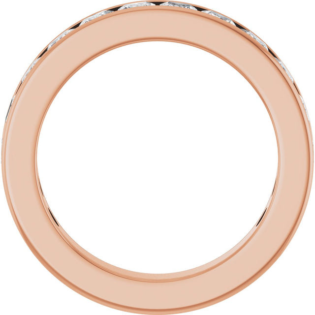 14K Gold Square Lab-Grown Diamond Channel-Set Anniversary Band – 3x3 mm Stones - Rose Gold - view 2
