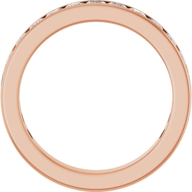 14K Gold Square Lab-Grown Diamond Channel-Set Anniversary Band – 3x3 mm Stones - Rose Gold - view 2
