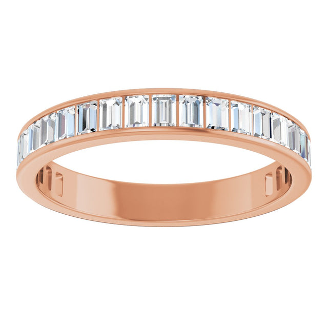 14K Gold Straight Baguette Lab-Grown Diamond Channel-Set Anniversary Band – 3x2 mm Stones - Rose Gold - view 3