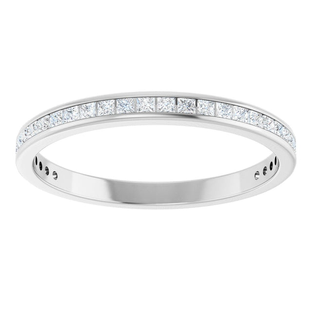 14K Gold Square Natural Diamond Channel-Set Anniversary Band – 1.5x1.5 mm Stones - White Gold - view 3