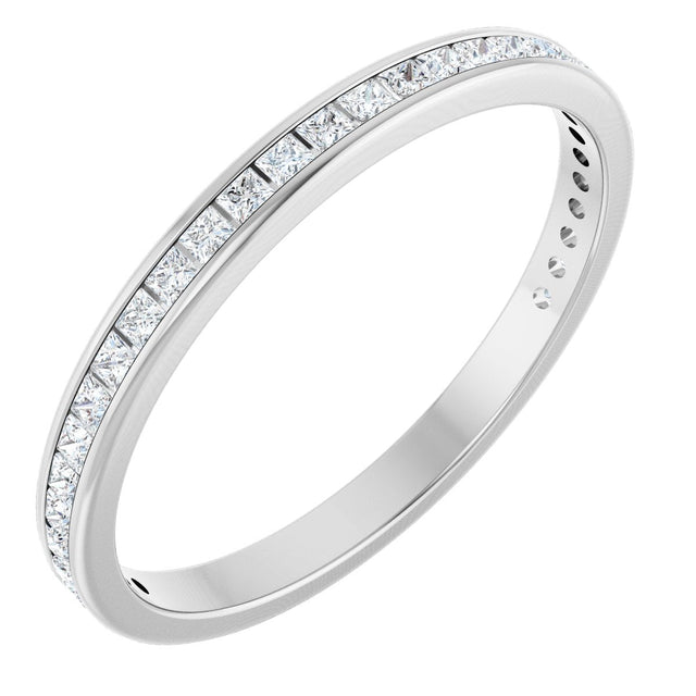 14K Gold Square Lab-Grown Diamond Channel-Set Anniversary Band – 1.5x1.5 mm Stones - White Gold