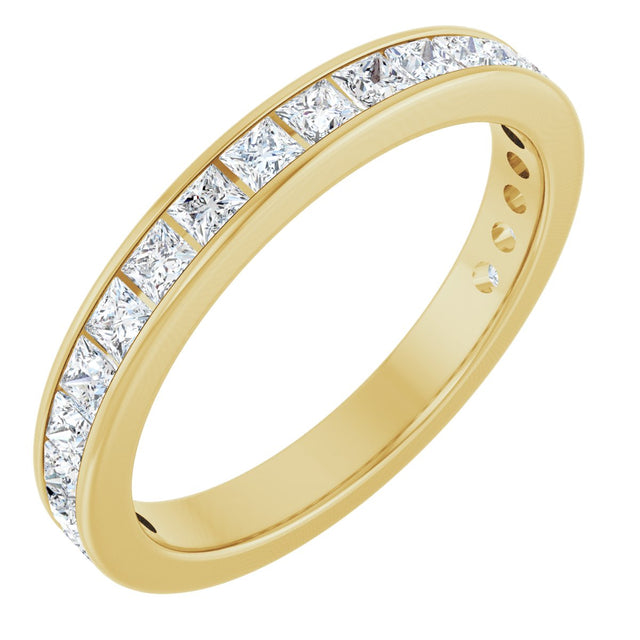 14K Gold Square Natural Diamond Channel-Set Anniversary Band – 2.25x2.25 mm Stones - Yellow Gold