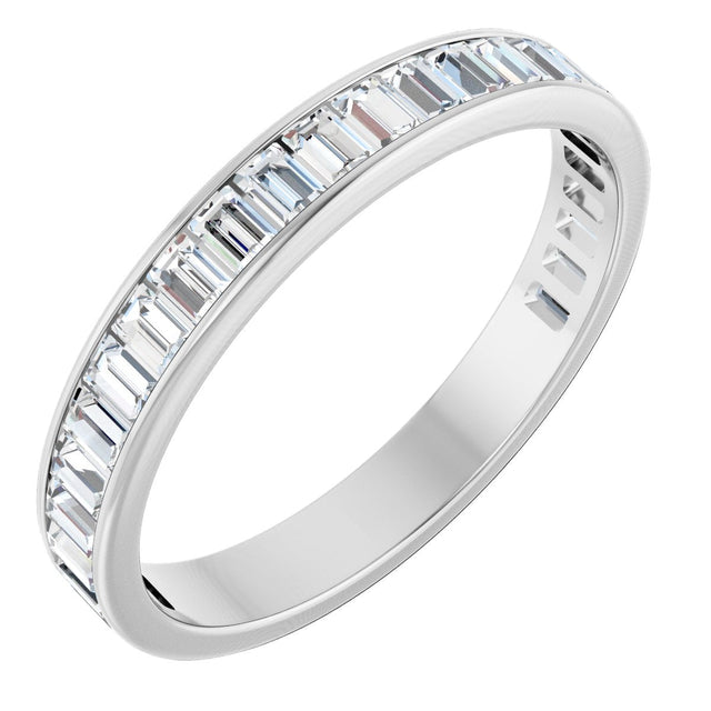 14K Gold Straight Baguette Lab-Grown Diamond Channel-Set Anniversary Band – 3x2 mm Stones - White Gold