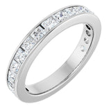 14K Gold Square Natural Diamond Channel-Set Anniversary Band – 2.5x2.5 mm Stones - White Gold