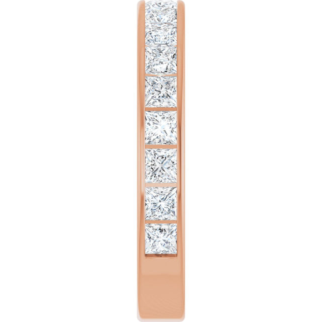 14K Gold Square Natural Diamond Channel-Set Anniversary Band – 2.5x2.5 mm Stones - Rose Gold - view 4