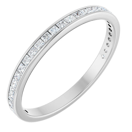 14K Gold Square Lab-Grown Diamond Channel-Set Anniversary Band – 1.75x1.75 mm Stones - White Gold