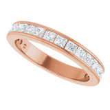 14K Gold Square Lab-Grown Diamond Channel-Set Anniversary Band – 2x2 mm Stones - Rose Gold - view 5