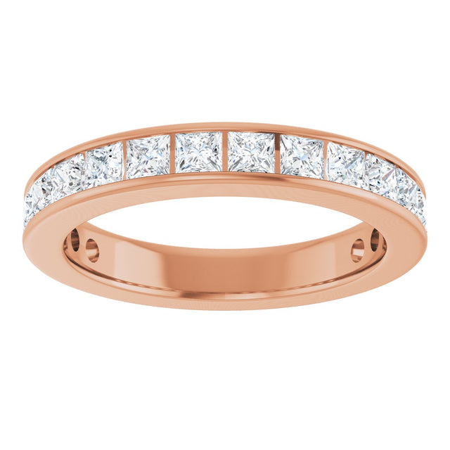 14K Gold Square Natural Diamond Channel-Set Anniversary Band – 2.5x2.5 mm Stones - Rose Gold - view 3