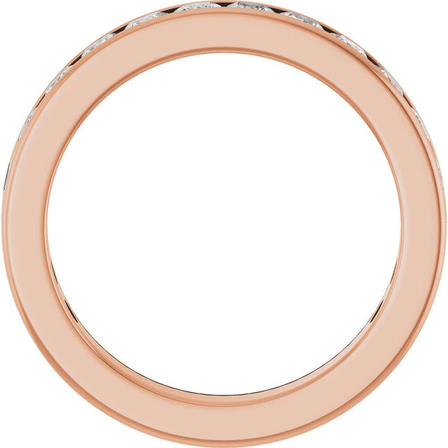14K Gold Square Natural Diamond Channel-Set Anniversary Band – 2.5x2.5 mm Stones - Rose Gold - view 2