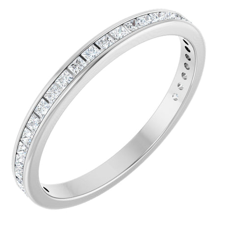 14K Gold Square Lab-Grown Diamond Channel-Set Anniversary Band – 1.5x1.5 mm Stones - White Gold