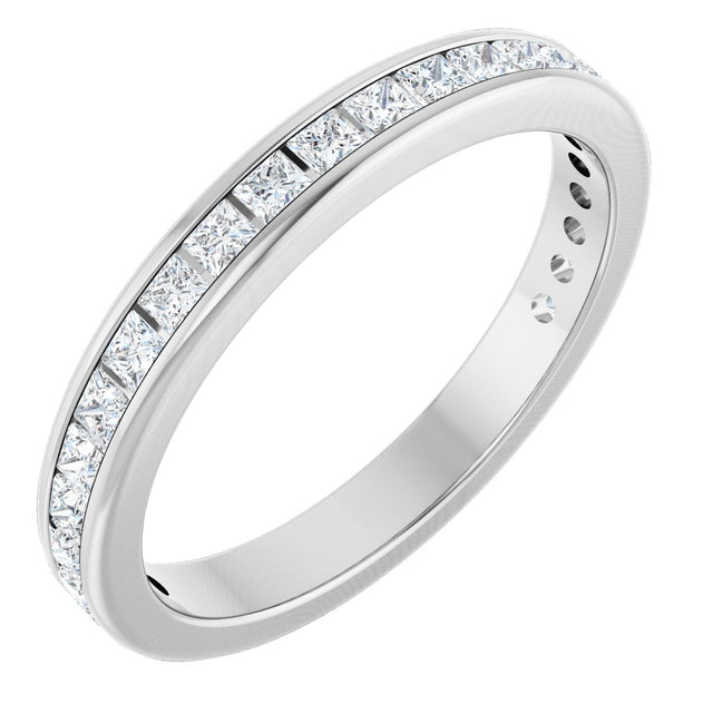 14K Gold Square Natural Diamond Channel-Set Anniversary Band – 1.5x1.5 mm Stones - White Gold