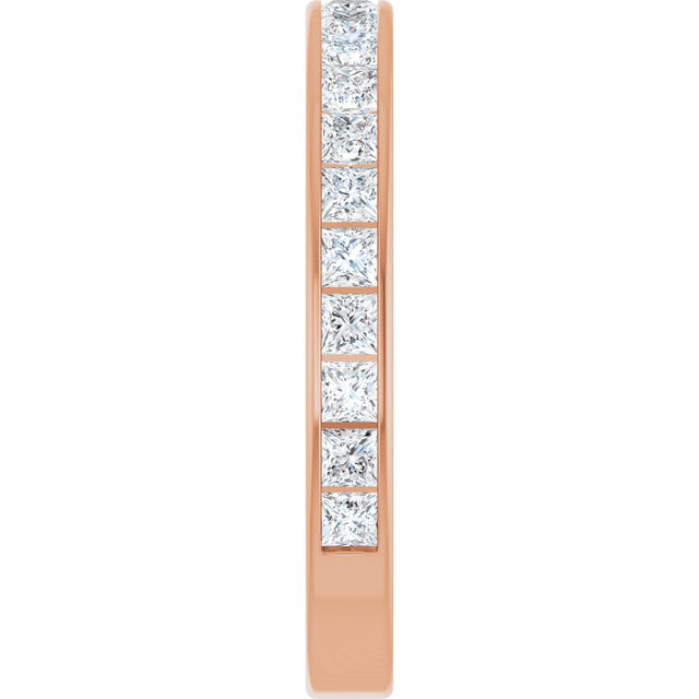 14K Gold Square Lab-Grown Diamond Channel-Set Anniversary Band – 2.25x2.25 mm Stones - Rose Gold - view 4
