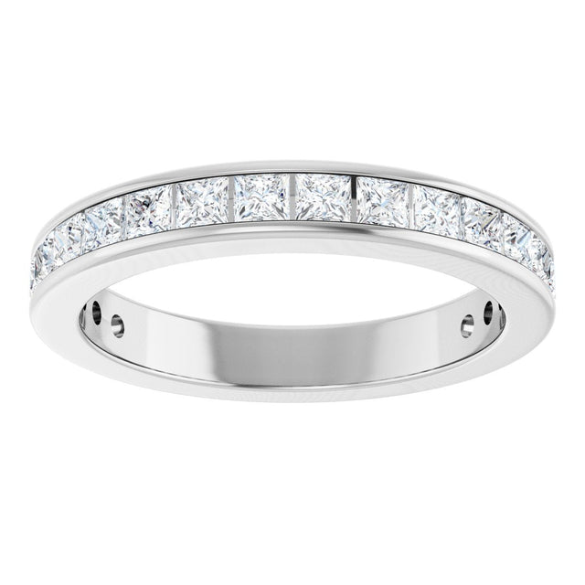 14K Gold Square Lab-Grown Diamond Channel-Set Anniversary Band – 2x2 mm Stones - White Gold - view 3
