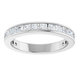 14K Gold Square Natural Diamond Channel-Set Anniversary Band – 2x2 mm Stones - White Gold - view 3