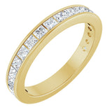 14K Gold Square Natural Diamond Channel-Set Anniversary Band – 2x2 mm Stones - Yellow Gold