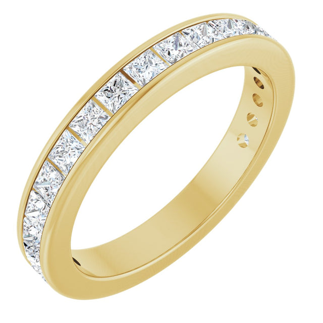 14K Gold Square Lab-Grown Diamond Channel-Set Anniversary Band – 2x2 mm Stones - Yellow Gold