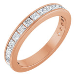 14K Gold Square Lab-Grown Diamond Channel-Set Anniversary Band – 2x2 mm Stones - Rose Gold