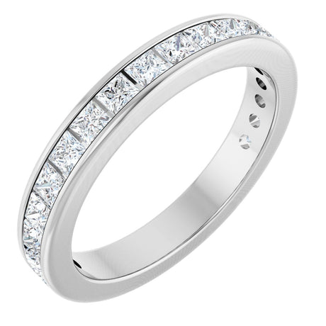 14K Gold Square Lab-Grown Diamond Channel-Set Anniversary Band – 2x2 mm Stones - White Gold