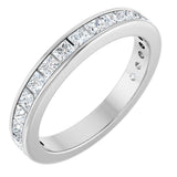 14K Gold Square Natural Diamond Channel-Set Anniversary Band – 2x2 mm Stones - White Gold