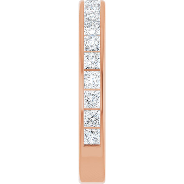14K Gold Square Natural Diamond Channel-Set Anniversary Band – 2x2 mm Stones - Rose Gold - view 4