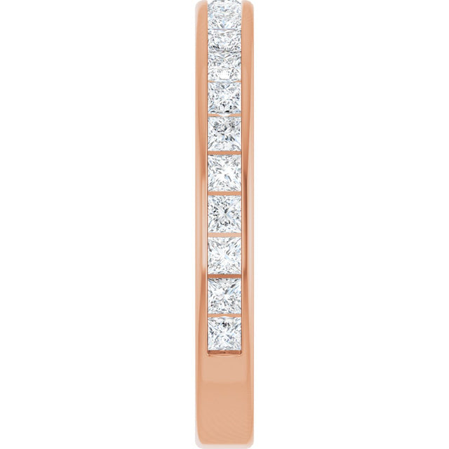 14K Gold Square Lab-Grown Diamond Channel-Set Anniversary Band – 1.75x1.75 mm Stones - Rose Gold - view 4