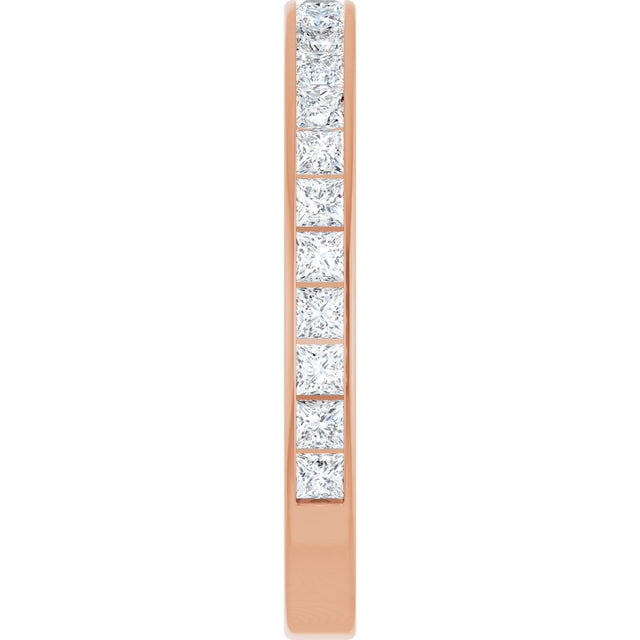 14K Gold Square Natural Diamond Channel-Set Anniversary Band – 2.5x2.5 mm Stones - Rose Gold - view 4