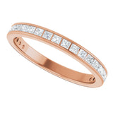 14K Gold Square Natural Diamond Channel-Set Anniversary Band – 2x2 mm Stones - Rose Gold - view 5