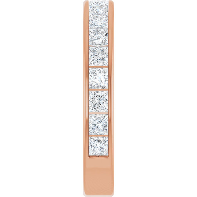 14K Gold Square Lab-Grown Diamond Channel-Set Anniversary Band – 2.25x2.25 mm Stones - Rose Gold - view 4