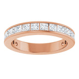 14K Gold Square Lab-Grown Diamond Channel-Set Anniversary Band – 2.25x2.25 mm Stones - Rose Gold - view 3