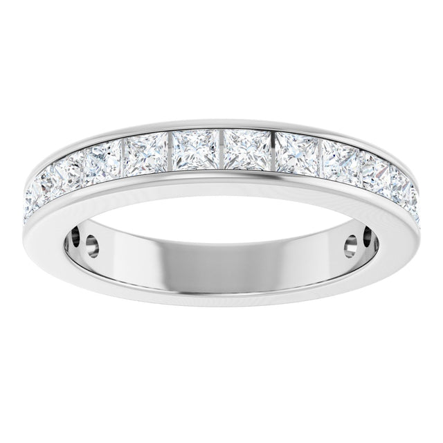 14K Gold Square Lab-Grown Diamond Channel-Set Anniversary Band – 2.25x2.25 mm Stones - White Gold - view 3