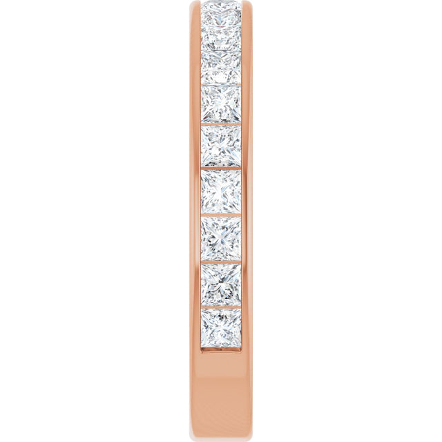 14K Gold Square Lab-Grown Diamond Channel-Set Anniversary Band – 2.25x2.25 mm Stones - Rose Gold - view 4