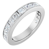 14K Gold Square Lab-Grown Diamond Channel-Set Anniversary Band – 3x3 mm Stones - White Gold