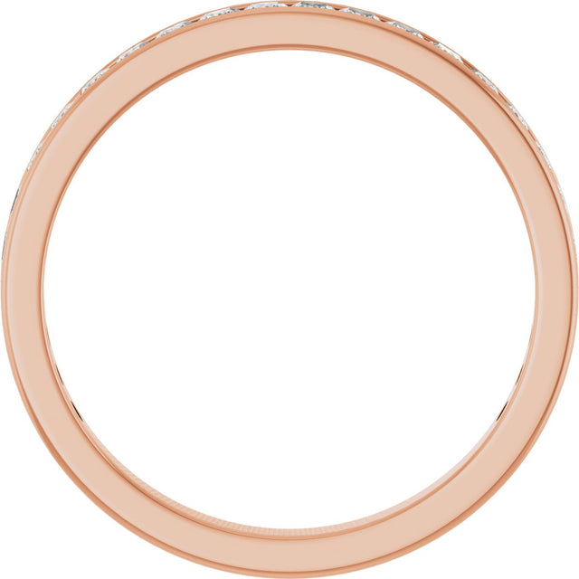 14K Gold Square Lab-Grown Diamond Channel-Set Anniversary Band – 2.25x2.25 mm Stones - Rose Gold - view 2