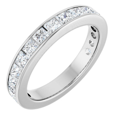 14K Gold Square Lab-Grown Diamond Channel-Set Anniversary Band – 2.5x2.5 mm Stones - White Gold