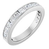14K Gold Square Natural Diamond Channel-Set Anniversary Band – 2.5x2.5 mm Stones - White Gold