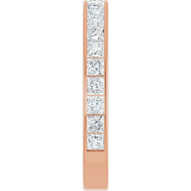 14K Gold Square Lab-Grown Diamond Channel-Set Anniversary Band – 2.5x2.5 mm Stones - Rose Gold - view 4